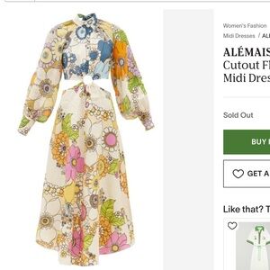 Alémais Farrah Floral-Print Linen Midi Dress